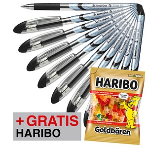 AKTION: 10 Schneider Kugelschreiber Slider Basic schwarz Schreibfarbe schwarz + GRATIS HARIBO GOLDBÄREN 200 g AKTION: 10 Schneider Kugelschreiber Slider Basic schwarz Schreibfarbe schwarz + GRATIS HARIBO GOLDBÄREN 200 g