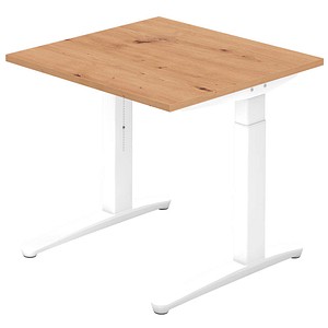 Hammerbacher Schreibtisch VXB, manuell höhenverstellbar, 85cm (H), 80x80cm (BxT), asteiche / weiß 4032062192498 Hammerbacher 2 Stück