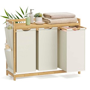 SONGMICS Wäschesortierer beige, bambus, 1 St.