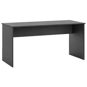 MÖBELPARTNER Metz Schreibtisch anthrazit rechteckig, Wangen-Gestell grau 144,0 x 65,0 cm