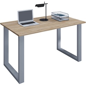 4051814379109 - Holz Schreibtisch Computertisch Lona U Alu Silber (Farbe Sonoma-Eiche B 140 x H 76 x T 50 cm)