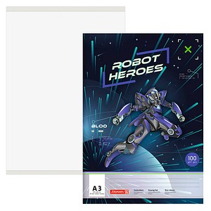BRUNNEN Malblock ROBOT HEROES DIN A3 100 g/qm, 20 Blatt, 1 St.