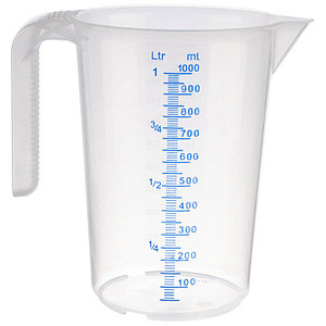 4004133300620 - APS Messbecher transparent offener Griff Litermaß aus PP und mit geprägter Maßskalierung Maße (Ø x H) 12 x 165 cm 1 Liter