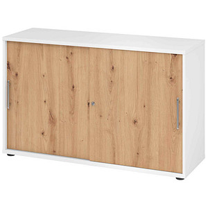 Hammerbacher Schiebetürenschrank V1752/V1753 V1752S/W/R/RE, abschließbar, 2 OH, weiß/asteiche, 120x74,8x40cm (BxHxT) 4032062304846 Hammerbach
