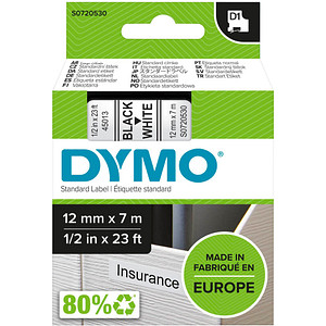5411313450133 - DYMO D1-Etiketten schwarzer Druck auf weißem Untergrund 12 mm x 7 m selbstklebend für LabelManager-Etikettendrucker authentisches Produkt 5411313450133 - DYMO D1-Etiketten schwarzer Druck auf weißem Untergrund 12 mm x 7 m selbstklebend für LabelManager-Etikettendrucker authentisches Produkt