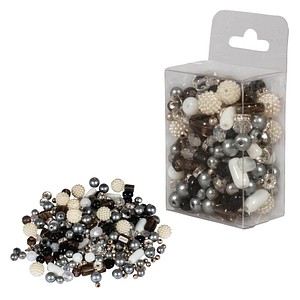 4006166936302 - Perlen-Set Glasperlenmix mit Effektperlen schwarz weiß