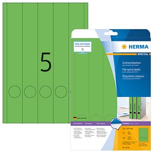 4008705051347 - selbstklebende Rückenschilder A4 Etiketten 5134 grün schmal lang 38x297mm (BxH) selbstklebend permanent  4008705051347 20 Blatt