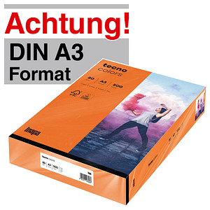 4011211077664 - Farbiges Kopierpapier tecno colors DIN A3 80 g m² intensivorange 1 Paket = 500 Blatt