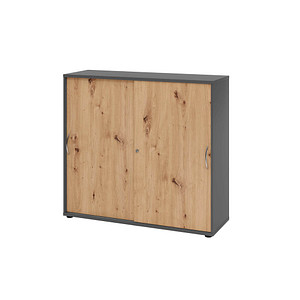 4032062304662 - Schiebetürenschrank 1753 (H x B x T) 1200 x 1110 x 400 mm 3 Ordnerhöhen abschließbar graphit asteiche 4032062304662 Hammerba 4032062304662 - Schiebetürenschrank 1753 (H x B x T) 1200 x 1110 x 400 mm 3 Ordnerhöhen abschließbar graphit asteiche 4032062304662 Hammerba