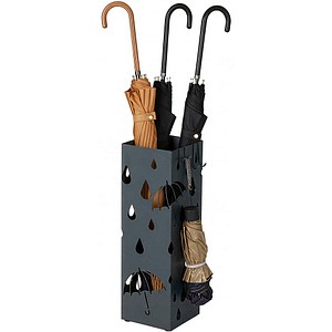 0194343197432 - Regenschirmständer aus Metall Schirmständer quadratisch mit Wasserauffangschale und 4 Haken 155 x 155 x 49 cm anthrazit LUCDE049G01