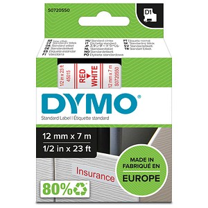 5411313450157 - DYMO Original D1-Etikettenband | rot auf weiß | 12 mm x 7 m | selbstklebendes Schriftband | für LabelManager-Beschriftungsgerät 5411313450157 - DYMO Original D1-Etikettenband | rot auf weiß | 12 mm x 7 m | selbstklebendes Schriftband | für LabelManager-Beschriftungsgerät