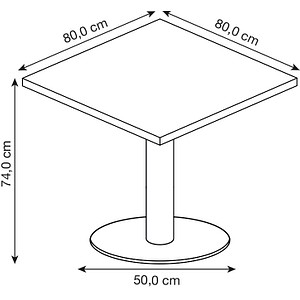 4032062157336 - Besprechungstisch LxB 800 x 800 mm 755 mm hoch Gestell silber Platte weiß 4032062157336 - Besprechungstisch LxB 800 x 800 mm 755 mm hoch Gestell silber Platte weiß