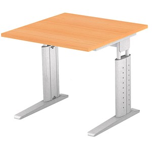 4032062148037 - HAMMERBACHER US08 höhenverstellbarer Schreibtisch buche quadratisch C-Fuß-Gestell silber 800 x 800 cm