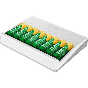 4008496054701 - Multi-Akkuladegerät für Batterien Varta 2 4 6 8x AA AAA Ladezeit 45 h USB Type C (inkl Kabel) 100-240 V B 180 x T 43 x H 240 mm weiß