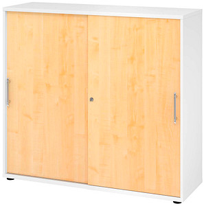 Hammerbacher Schiebetürenschrank V1752/V1753 V1753S/W/3/RE, abschließbar, 3 OH, weiß/ahorn, 120x110x40cm (BxHxT) 4032062304884 Hammerbacher