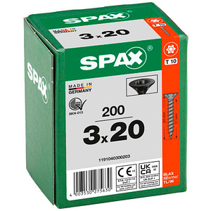 4003530275630 - S Senkmultikopf T-Star Plus T10 Vollgewinde Schwarz Verzinkt 200St 3x20 - Spax