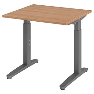 Hammerbacher Schreibtisch VXB, manuell höhenverstellbar, 85cm (H), 80x80cm (BxT), nussbaum / graphit 4032062172049 Hammerbacher 2 Stück