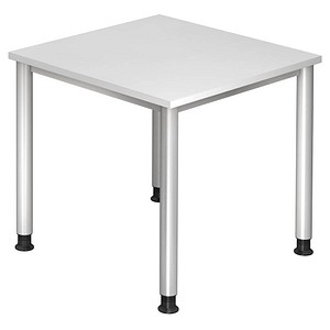 4032062139219 - Schreibtisch VHS08 W S manuell höhenverstellbar 685-81cm (H) 80x80cm (BxT) quadratisch weiß   silber 4032062139219 Hammerb