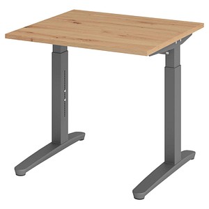 Hammerbacher Schreibtisch VXB, manuell höhenverstellbar, 85cm (H), 80x80cm (BxT), asteiche / graphit 4032062192511 Hammerbacher 2 Stück