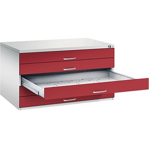 CP 7200 Planschrank lichtgrau, rubinrot 5 Schubladen 135,0 x 96,0 x 76,0 cm, 1 St.