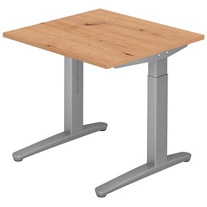 Hammerbacher Schreibtisch VXB, manuell höhenverstellbar, 85cm (H), 80x80cm (BxT), asteiche / silber 4032062192481 Hammerbacher 2 Stück