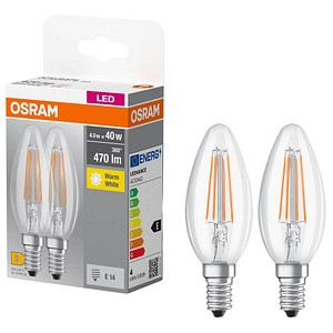 2 OSRAM LED-Lampen Base CLASSIC B40 Multipack E14 4 W klar