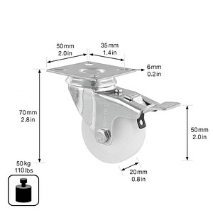 4001073056136 - Apparate-Lenkrollen ECO Rad-Ø 50 mm VE 4 Stk Kunststoff Lenkrolle mit Feststeller Wagner 4001073056136 - Apparate-Lenkrollen ECO Rad-Ø 50 mm VE 4 Stk Kunststoff Lenkrolle mit Feststeller Wagner