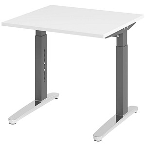 Hammerbacher Schreibtisch VXB, manuell höhenverstellbar, 85cm (H), 80x80cm (BxT), weiß / graphit 4032062172056 Hammerbacher 2 Stück