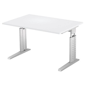 4032062140017 - HAMMERBACHER US12 höhenverstellbarer Schreibtisch lichtgrau rechteckig C-Fuß-Gestell silber 1200 x 800 cm