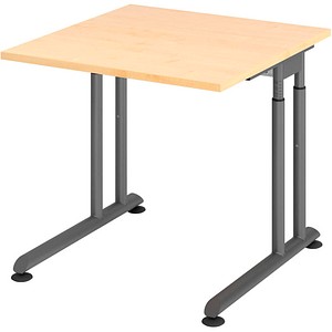 4032062183090 - Schreibtisch Breno manuelle Höheneinstellung horizontaler Kabelkanal B 800 x T 800 x H 680-820 mm Spanplatte & Stahl Ahorn Graphit