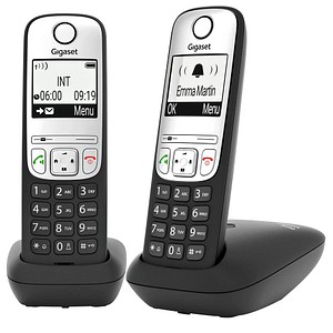 4250366855684 - A690 Duo - Schnurlostelefon mit Rufnummernanzeige - ECO DECTGAP - dreiweg Anruffunktion - Schwarz + zusätzliches Handset (L36852-H2810-B101)