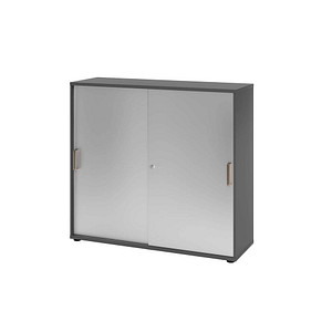 Hammerbacher Schiebetürenschrank V1752/V1753 V1753S/G/S/SG, abschließbar, 3 OH, graphit/silber, 120x110x40cm (BxHxT) 4032062304914 Hammerbach