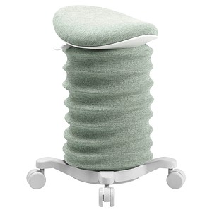 4014296852447 - Hocker SITNESS 4D ergonomisch aktives Sitzen gepolsterter Sattelsitz höhenverstellbar um 360° drehbar Tragegriff Rollen papyrusweiß grün