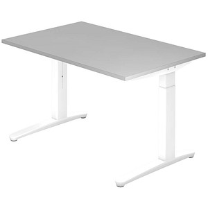 Hammerbacher Schreibtisch VXB, manuell höhenverstellbar, 85cm (H), 120x80cm (BxT), grau / weiß 4032062169179 Hammerbacher 2 Stück