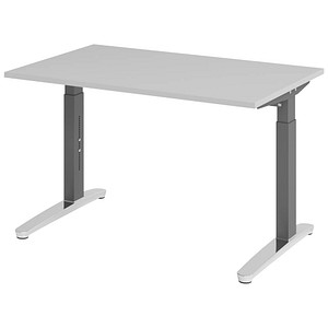 4032062172285 - VXB012 höhenverstellbarer Schreibtisch lichtgrau quadratisch C-Fuß-Gestell grau 1200 x 800 cm