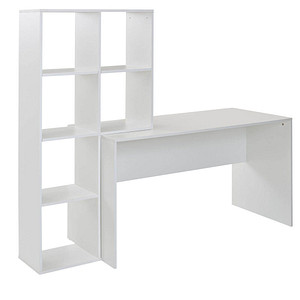 WOHNLING Schreibtisch weiß rechteckig, Wangen-Gestell weiß 170,0 x 59,0 cm