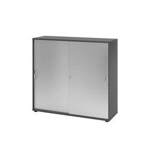 4032062304679 - Schiebetürenschrank 1753 (H x B x T) 1200 x 1110 x 400 mm 3 Ordnerhöhen abschließbar graphit silber 4032062304679 Hammerbach
