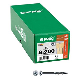 4003530244155 - Holzbauschraube 8 x 200 mm 50 Stück Teilgewinde Senkkopf t-star plus T40 4CUT wirox - 0191010802005 - Spax 4003530244155 - Holzbauschraube 8 x 200 mm 50 Stück Teilgewinde Senkkopf t-star plus T40 4CUT wirox - 0191010802005 - Spax
