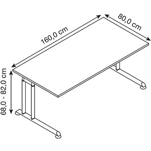 4032062183304 - Schreibtisch Breno manuelle Höheneinstellung horizontaler Kabelkanal B 1600 x T 800 x H 680-820 mm Spanplatte & Stahl Weiß Graphit 4032062183304 - Schreibtisch Breno manuelle Höheneinstellung horizontaler Kabelkanal B 1600 x T 800 x H 680-820 mm Spanplatte & Stahl Weiß Graphit