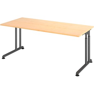 HAMMERBACHER ZS19 höhenverstellbarer Schreibtisch ahorn rechteckig,  C-Fuß-Gestell grau 180,0 x 80,0 cm | office discount