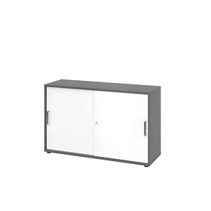 Hammerbacher Schiebetürenschrank V1752/V1753 V1752S/G/W/SG, abschließbar, 2 OH, graphit/weiß, 120x74,8x40cm (BxHxT) 4032062304976 Hammerbache
