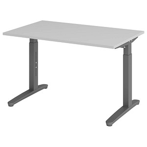 Hammerbacher Schreibtisch VXB, manuell höhenverstellbar, 85cm (H), 120x80cm (BxT), grau / graphit 4032062172292 Hammerbacher 2 Stück