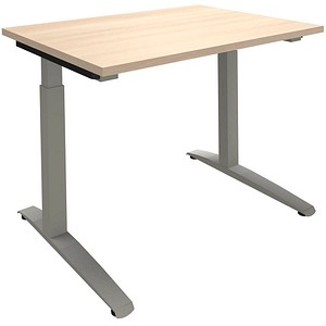4260267325940 - fm Sidney höhenverstellbarer Schreibtisch akazie rechteckig C-Fuß-Gestell Quadratrohr silber 1000 x 800 cm 4260267325940 - fm Sidney höhenverstellbarer Schreibtisch akazie rechteckig C-Fuß-Gestell Quadratrohr silber 1000 x 800 cm