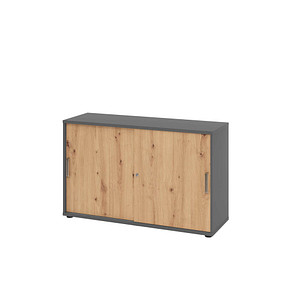 Hammerbacher Schiebetürenschrank V1752/V1753 V1752S/G/R/SG, abschließbar, 2 OH, graphit/asteiche, 120x74,8x40cm (BxHxT) 4032062304952 Hammerb