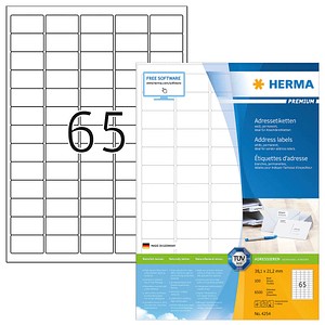 6.500 HERMA Adressetiketten 4254 weiß 38,1 x 21,2 mm