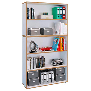 4051814444746 - Holzregal stehend platzsparender Aktenschrank Maße ca B 100 x H 183 x T 33 cm Elegantes Regal Büroregal – Salia 5fach B 100 cm