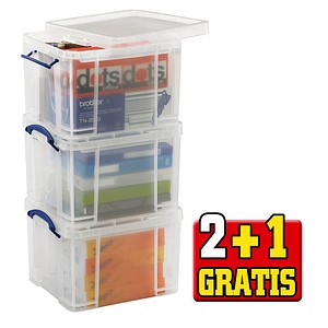 2 + 1 GRATIS: 2 Really Useful Box Aufbewahrungsboxen 3x 35,0 l transparent 48,0 x 39,0 x 31,0 cm + GRATIS 1 St.