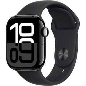 Apple Watch Series 10 42 mm Aluminium (GPS+Cellular) Sportarmband M/L  schwarz, diamantschwarz