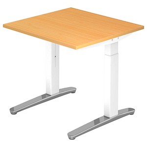 Hammerbacher Schreibtisch VXB, manuell höhenverstellbar, 85cm (H), 80x80cm (BxT), buche / weiß 4032062169001 Hammerbacher 2 Stück