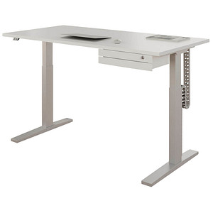 HAMMERBACHER XMKA16 elektrisch höhenverstellbarer Schreibtisch weiß  rechteckig, C-Fuß-Gestell silber 160,0 x 80,0 cm